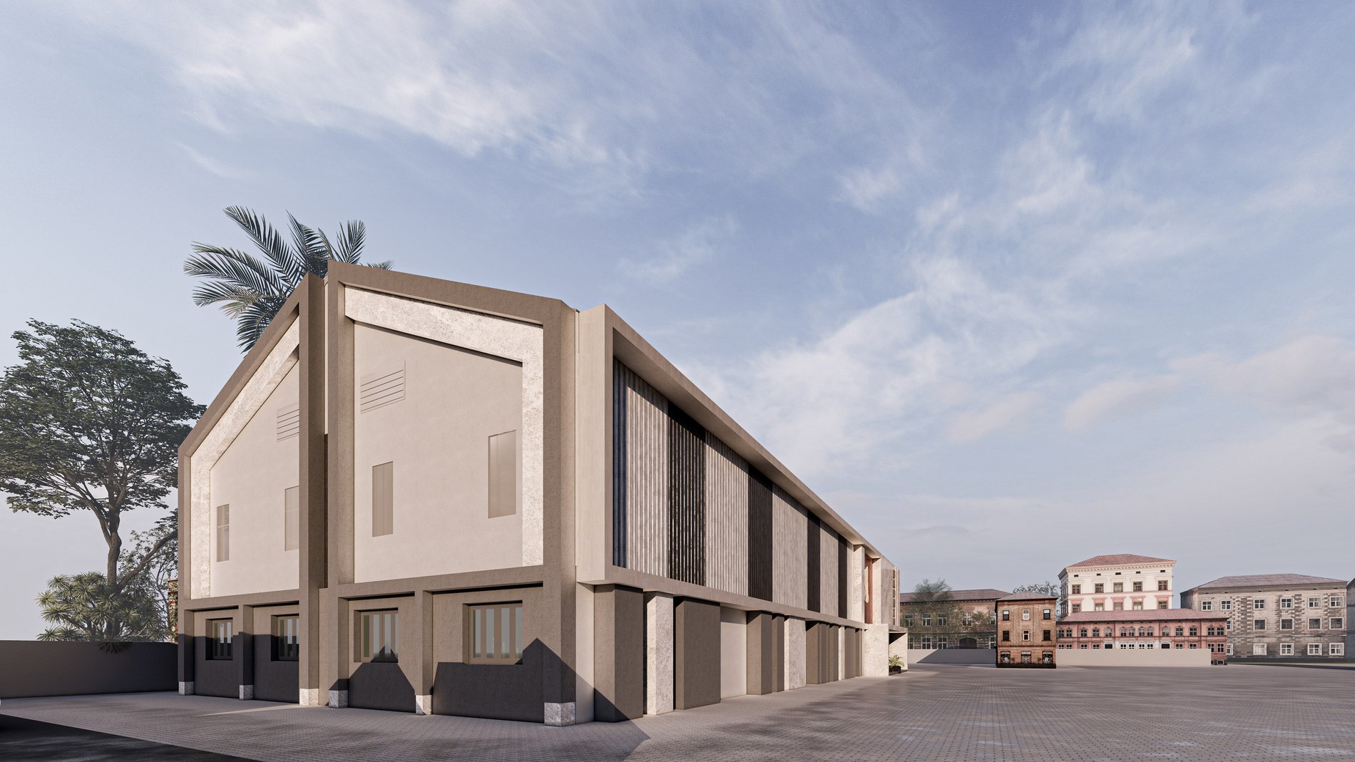 Solid side elevation of the Badminton Court sports hall