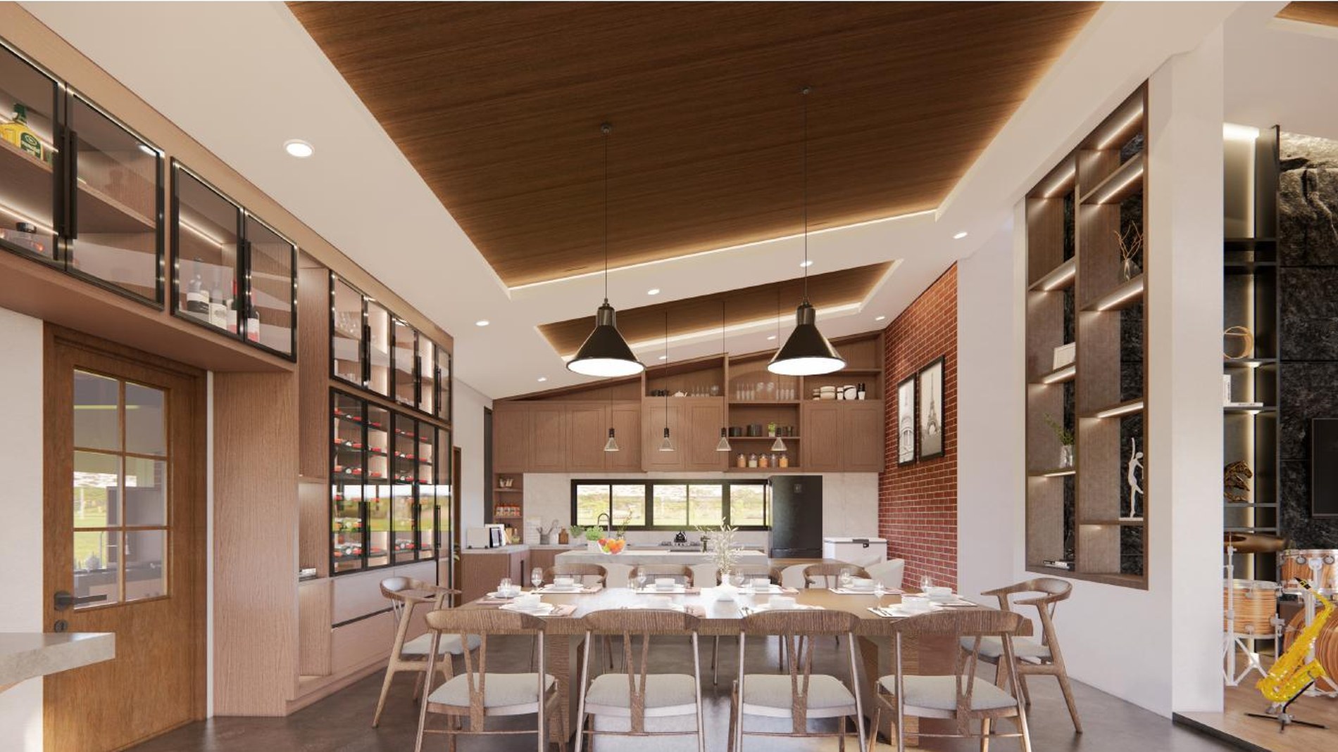 Dining room connecting the kitchen and living spaces