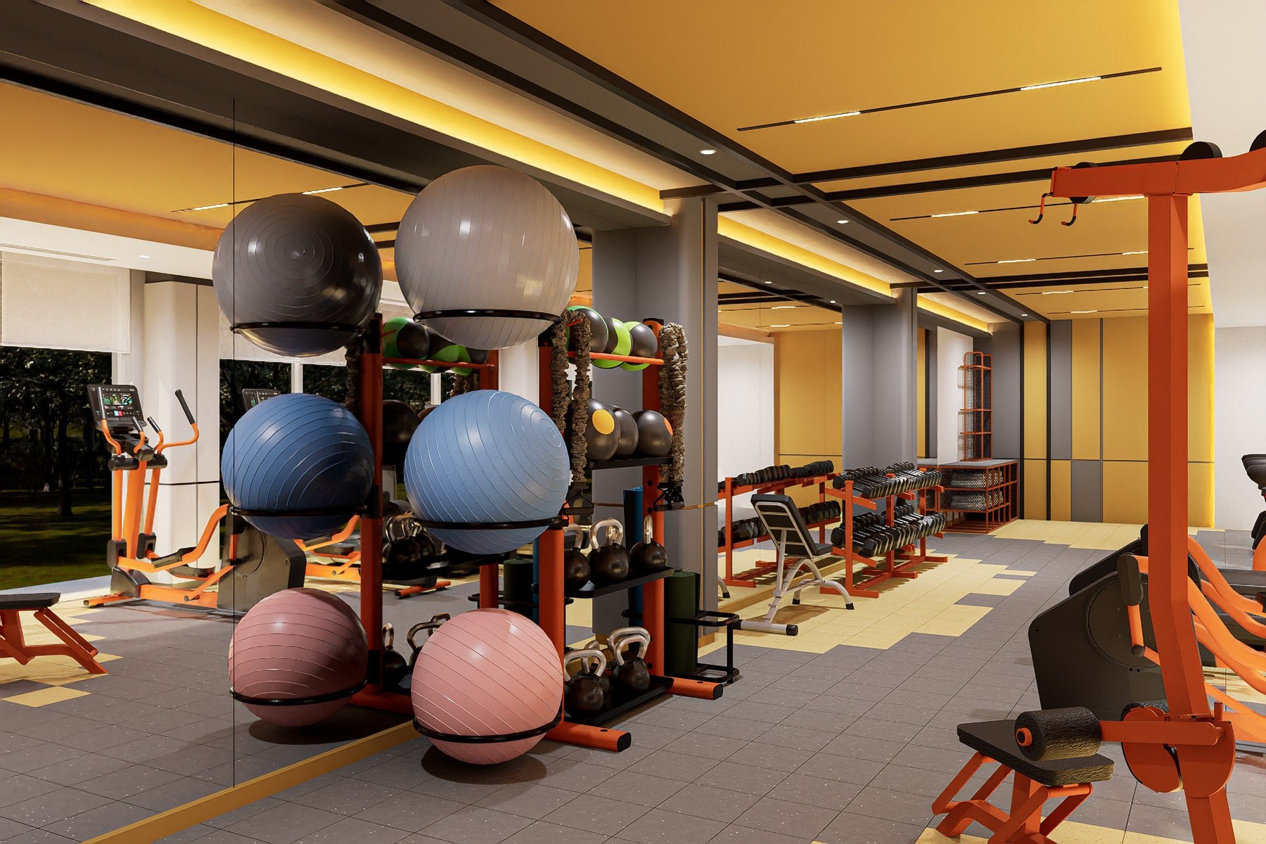 Strength equipment in the Orange Active concept