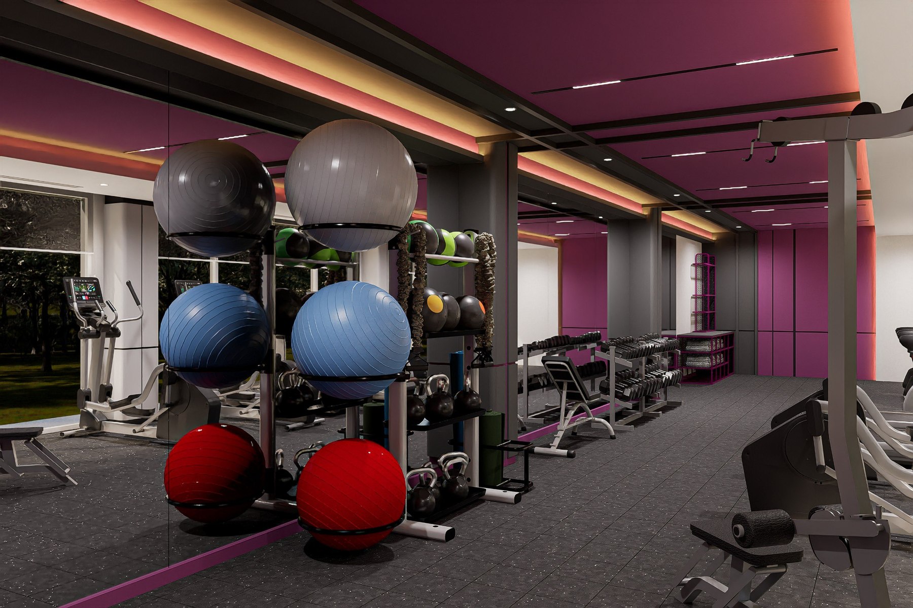 Strength equipment in the Purple Power concept