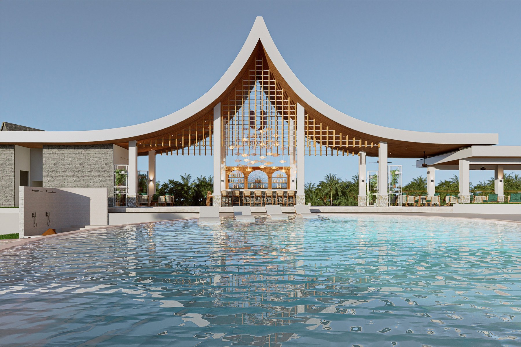 UVVL Riverside Bar pavilion beside the swimming pool